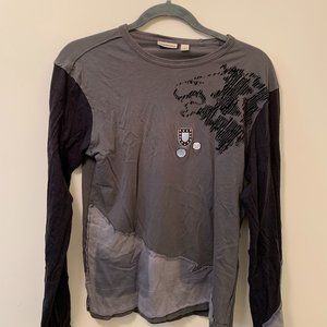 Express Y2K patchwork long sleeve shirt